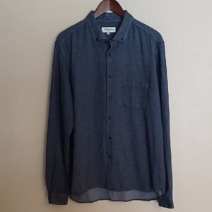 YMC You Must Create London Dean Button Down Cotton Flannel Shirt SZ XL Navy